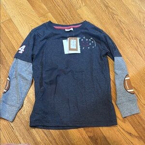 NWT Mish Kids Gray Football Long Sleeve Layered Shirt Kids Size 6